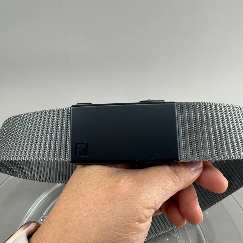 Unbranded Belt Mens 34 Nylon Web Tactical Belt Matte Black Plaque Buckle Grey